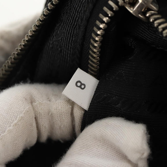 PRADA Shoulder Bag Nylon Black Silver Auth 153653V