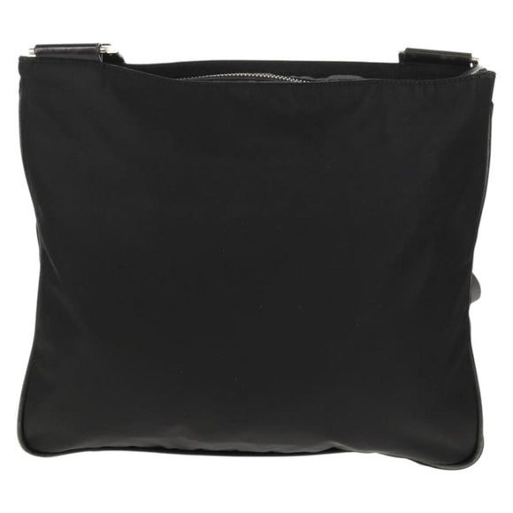 PRADA Shoulder Bag Nylon Black Silver Auth 153653V