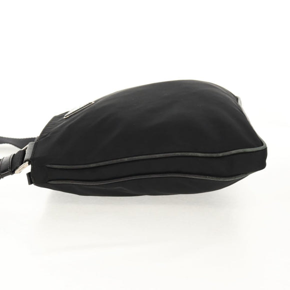 PRADA Shoulder Bag Nylon Black Silver Auth 153653V