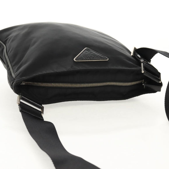 PRADA Shoulder Bag Nylon Black Silver Auth 153653V