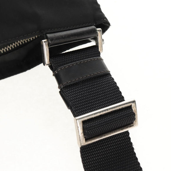 PRADA Shoulder Bag Nylon Black Silver Auth 153653V