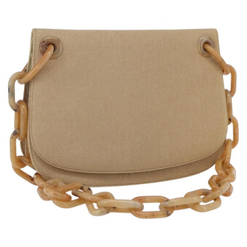 PRADA Chain TESSUTO SWING Shoulder Bag Nylon Beige Silver B6436 Auth 153656V