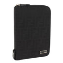 FENDI Zucca Canvas Planner Black Silver Auth 153661V-1