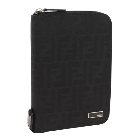 FENDI Zucca Canvas Planner Black Silver Auth 153661V
