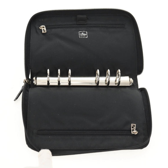 FENDI Zucca Canvas Planner Black Silver Auth 153661V