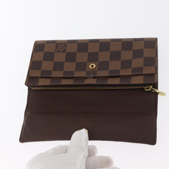 LOUIS VUITTON Damier Ebene Portefeuille Sarah Long Wallet N60491 LV Auth 153662