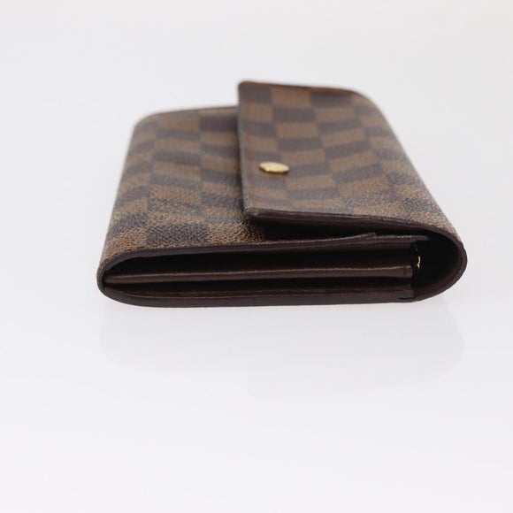LOUIS VUITTON Damier Ebene Portefeuille Sarah Long Wallet N60491 LV Auth 153662