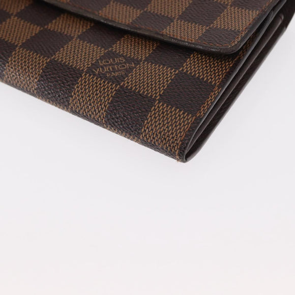LOUIS VUITTON Damier Ebene Portefeuille Sarah Long Wallet N60491 LV Auth 153662