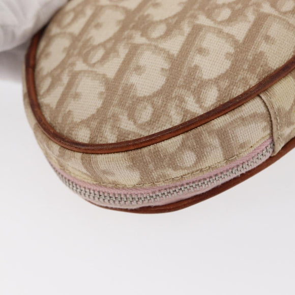 Christian Dior Trotter Canvas Romantic Pouch PVC Beige Silver Auth 153669V