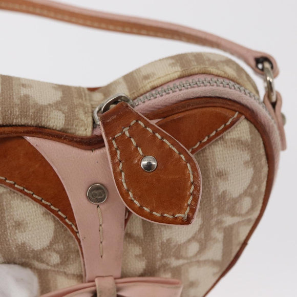 Christian Dior Trotter Canvas Romantic Pouch PVC Beige Silver Auth 153669V