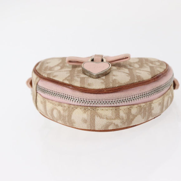 Christian Dior Trotter Canvas Romantic Pouch PVC Beige Silver Auth 153669V