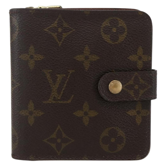 LOUIS VUITTON Monogram Compact zip Wallet M61667 LV Auth 153671