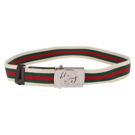 GUCCI Web Sherry Line Belt Canvas 36.6"" Red Green 154626 Auth 153673