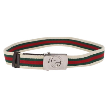 GUCCI Web Sherry Line Belt Canvas 36.6"" Red Green 154626 Auth 153673
