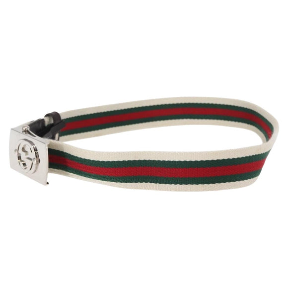 GUCCI Web Sherry Line Belt Canvas 36.6"" Red Green 154626 Auth 153673