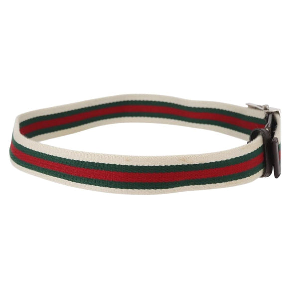 GUCCI Web Sherry Line Belt Canvas 36.6"" Red Green 154626 Auth 153673