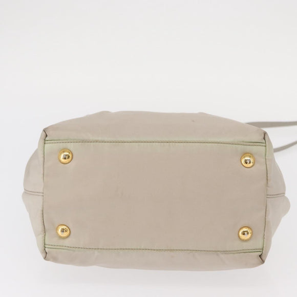 PRADA Hand Bag Nylon 2way Gold Light green Auth 153682