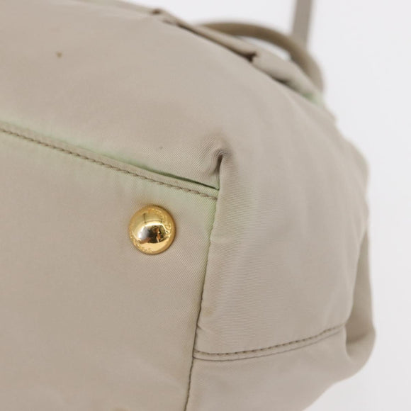 PRADA Hand Bag Nylon 2way Gold Light green Auth 153682