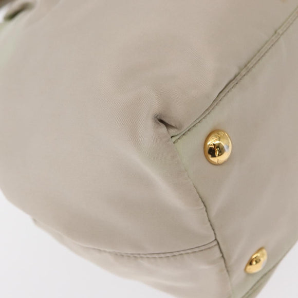 PRADA Hand Bag Nylon 2way Gold Light green Auth 153682