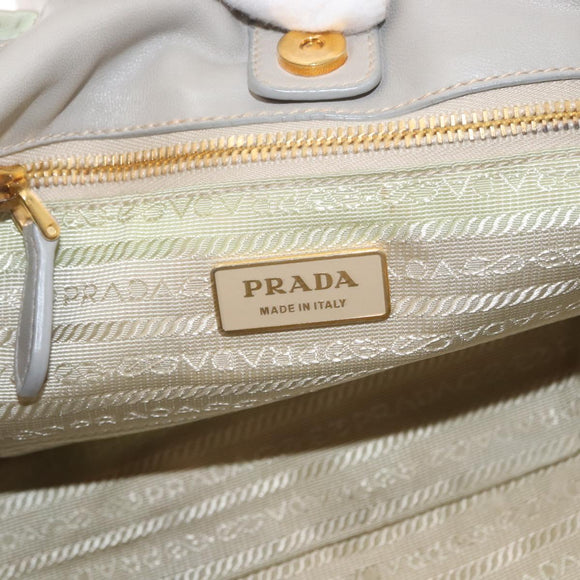 PRADA Hand Bag Nylon 2way Gold Light green Auth 153682