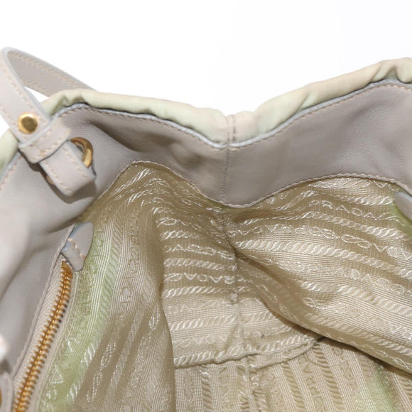 PRADA Hand Bag Nylon 2way Gold Light green Auth 153682