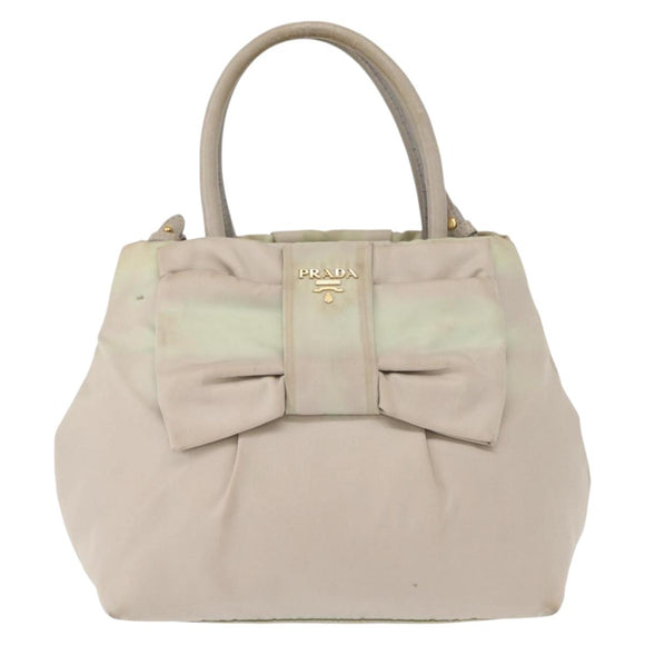 PRADA Hand Bag Nylon 2way Gold Light green Auth 153682