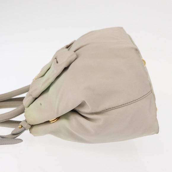 PRADA Hand Bag Nylon 2way Gold Light green Auth 153682