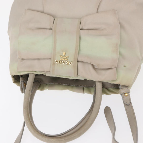 PRADA Hand Bag Nylon 2way Gold Light green Auth 153682