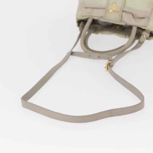 PRADA Hand Bag Nylon 2way Gold Light green Auth 153682