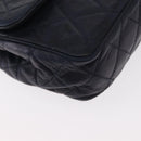 BALLY Chain Shoulder Bag Leather Navy Gold Auth 153688-10