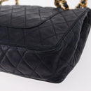 BALLY Chain Shoulder Bag Leather Navy Gold Auth 153688-13