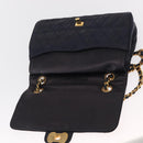 BALLY Chain Shoulder Bag Leather Navy Gold Auth 153688-15