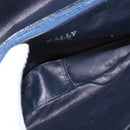 BALLY Chain Shoulder Bag Leather Navy Gold Auth 153688-17