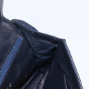 BALLY Chain Shoulder Bag Leather Navy Gold Auth 153688-18