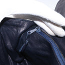 BALLY Chain Shoulder Bag Leather Navy Gold Auth 153688-20