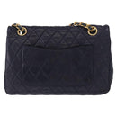 BALLY Chain Shoulder Bag Leather Navy Gold Auth 153688-3