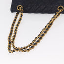 BALLY Chain Shoulder Bag Leather Navy Gold Auth 153688-7