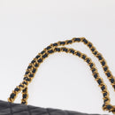 BALLY Chain Shoulder Bag Leather Navy Gold Auth 153688-8