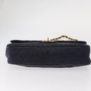 BALLY Chain Shoulder Bag Leather Navy Gold Auth 153688-9