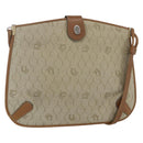 Christian Dior Honeycomb Canvas Shoulder Bag PVC Beige Gold Auth 153689-1