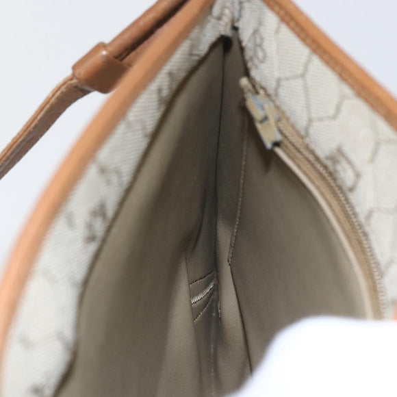 Christian Dior Honeycomb Canvas Shoulder Bag PVC Beige Gold Auth 153689