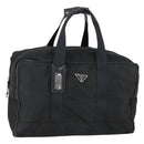 PRADA Boston Bag Nylon Black Silver Auth 153694-1