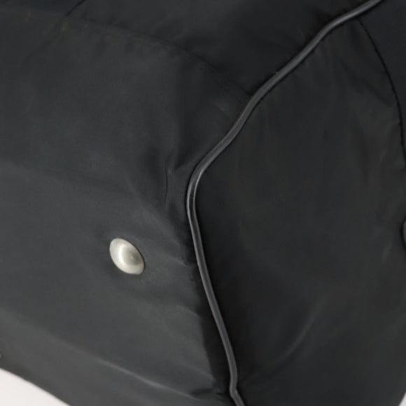 PRADA Boston Bag Nylon Black Silver Auth 153694