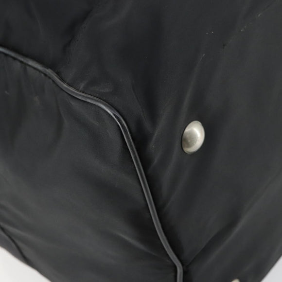 PRADA Boston Bag Nylon Black Silver Auth 153694