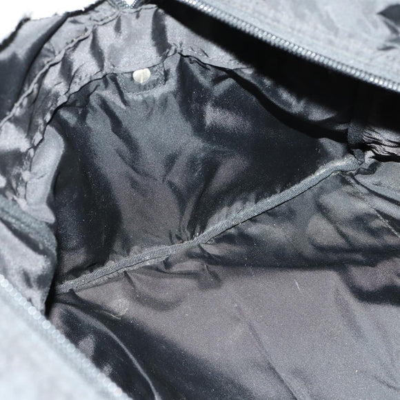 PRADA Boston Bag Nylon Black Silver Auth 153694