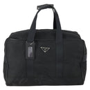 PRADA Boston Bag Nylon Black Silver Auth 153694-13