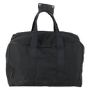 PRADA Boston Bag Nylon Black Silver Auth 153694-2