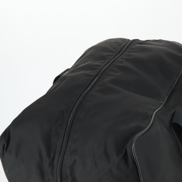 PRADA Boston Bag Nylon Black Silver Auth 153694