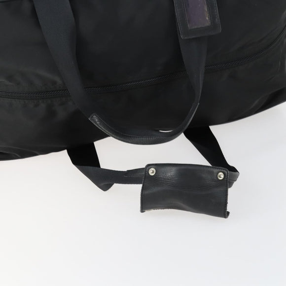 PRADA Boston Bag Nylon Black Silver Auth 153694