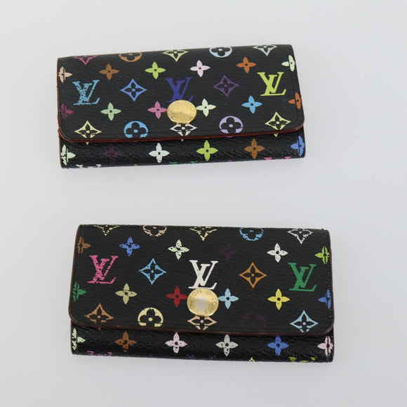 LOUIS VUITTON Monogram Key Case Wallet 6 Set White Black LV Auth 153695